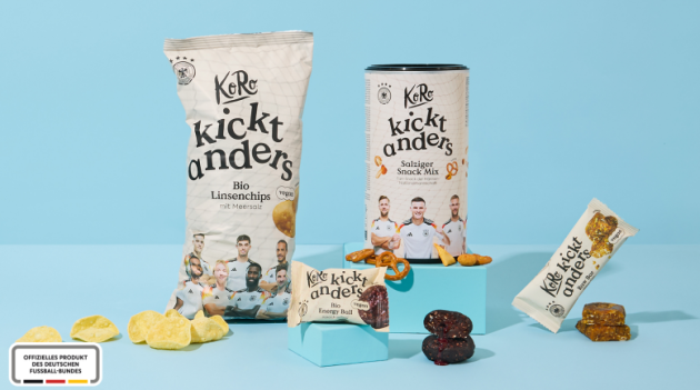 Koro wird neuer Lizenzpartner der deutschen Nationalmannschaft - Vier Snacks launcht Koro gemeinsam mit dem DFB zur Fußball-Europameisterschaft 2024 - Quelle: Koro